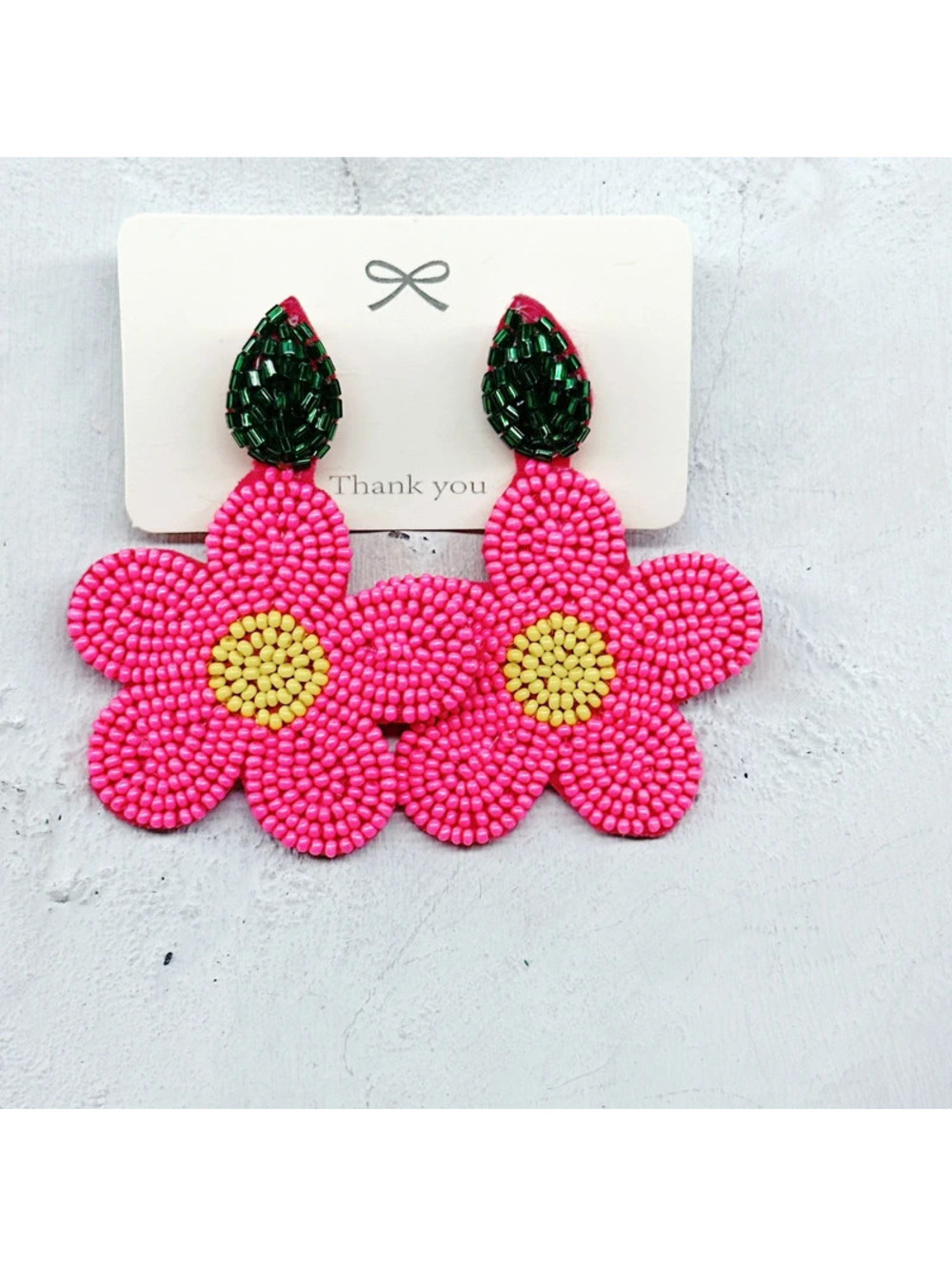 3129mc. Hot Pink Floral Earrings